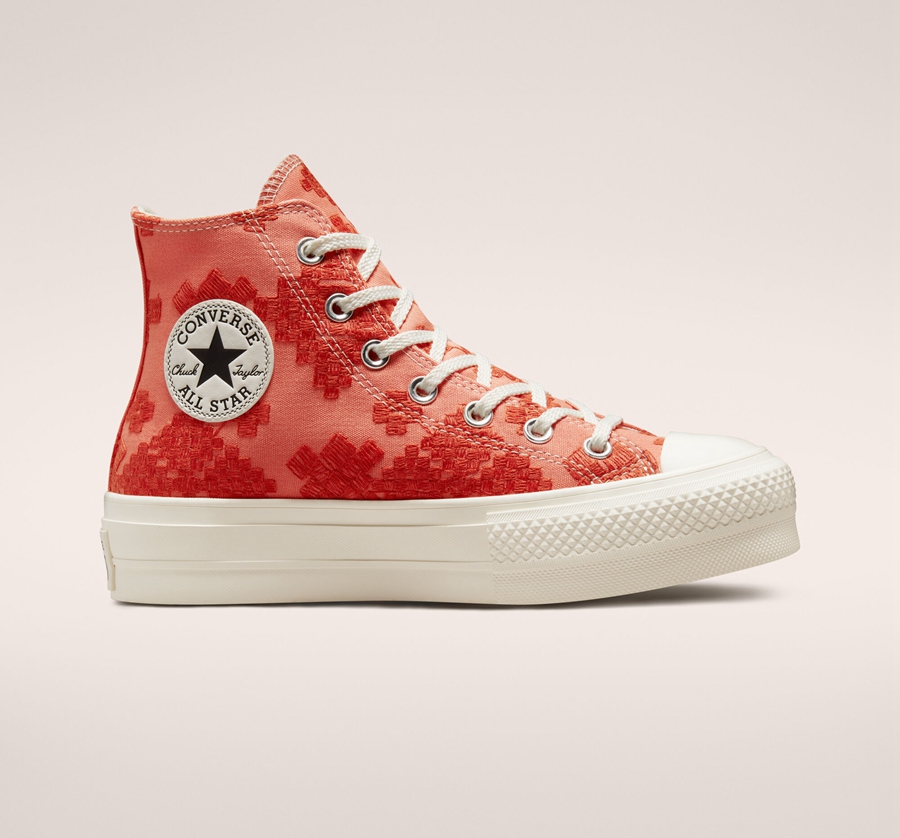 Converse Chuck Taylor All Star Lift flatforms Tonal Embroidery κοκκινα | A62486F