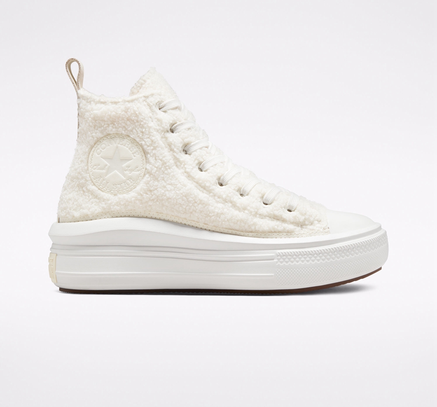 Converse Chuck Taylor All Star Move flatforms Cozy Tones Sherpa ασπρα | A08545Z